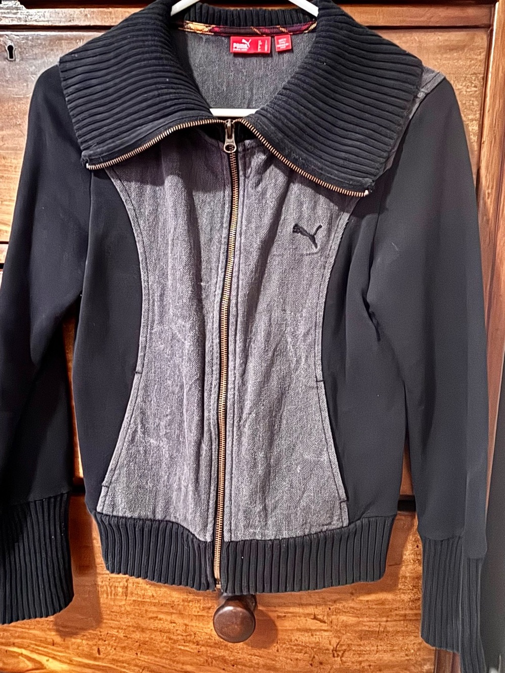 Puma Black & Gray Women's Zip-Up Bomber Sweater